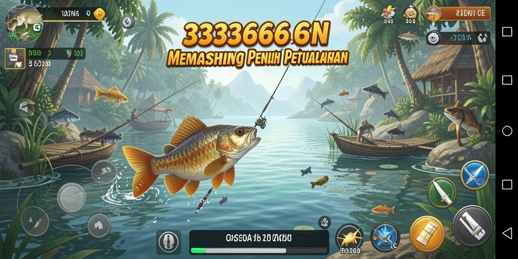 Gameplay menarik dari 333666 yang menunjukkan aksi memancing.