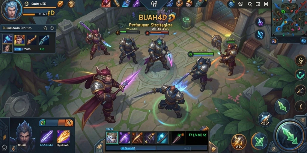 Screenshot gameplay BUAH4D dengan aksi seru di arena MOBA.