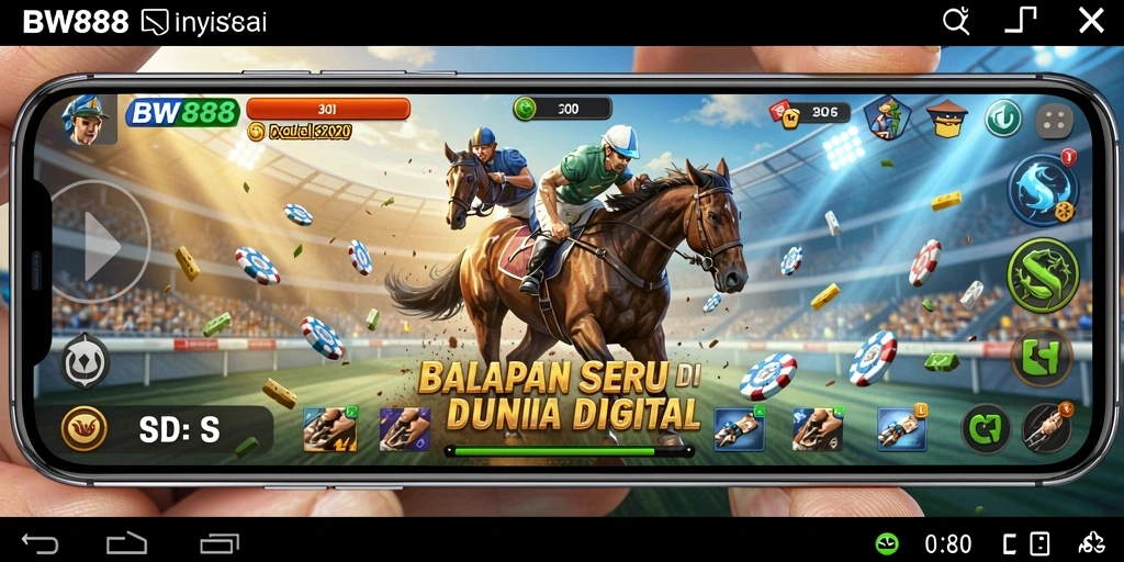 Screenshot gameplay BW888 menunjukkan aksi balapan yang mendebarkan.