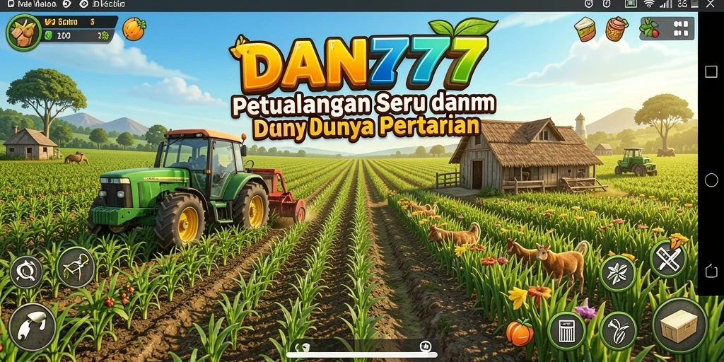 Tampilan gameplay seru di dunia pertanian yang luas.