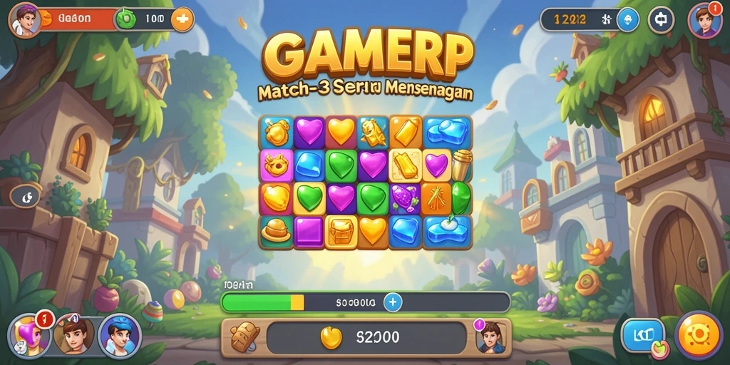 Tampilan gameplay seru dari GAMERP dengan elemen Match-3.