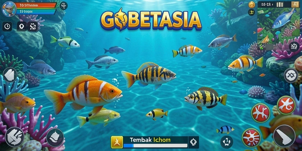 Screenshot gameplay GOBETASIA menampilkan keseruan menembak ikan.