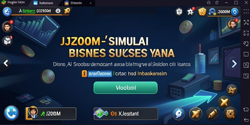 Tampilan gameplay J200M yang seru dan mendebarkan dalam membangun bisnis.