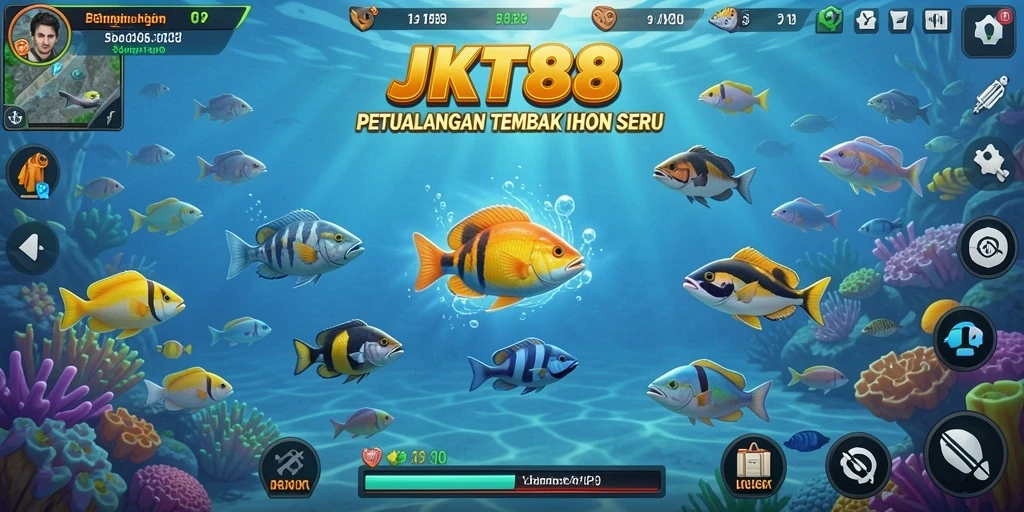 Tangkapan layar gameplay JKT88 yang menunjukkan aksi tembak ikan seru.