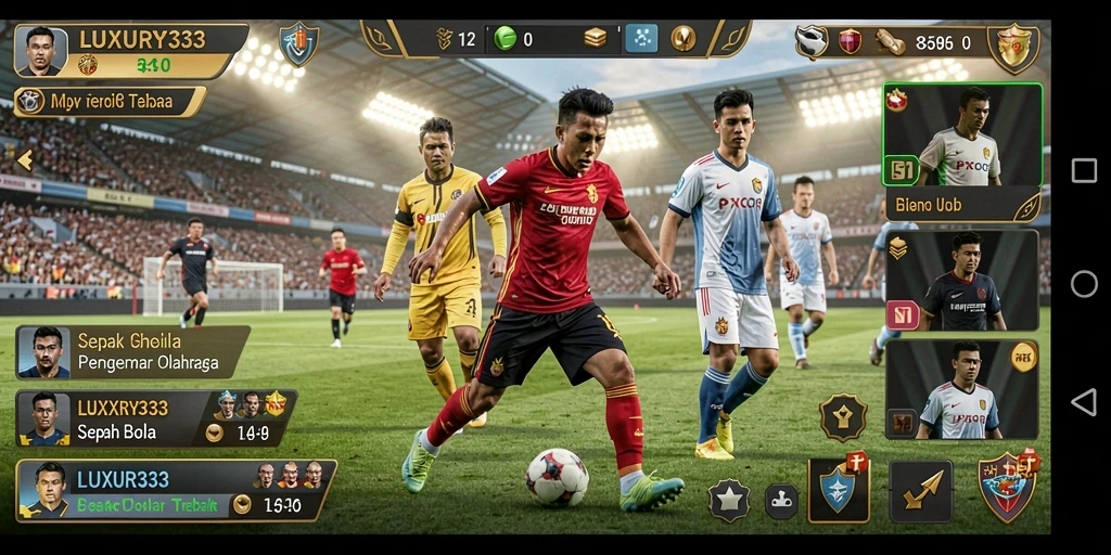 Tampilan menarik dari gameplay sepak bola di LUXURY333.