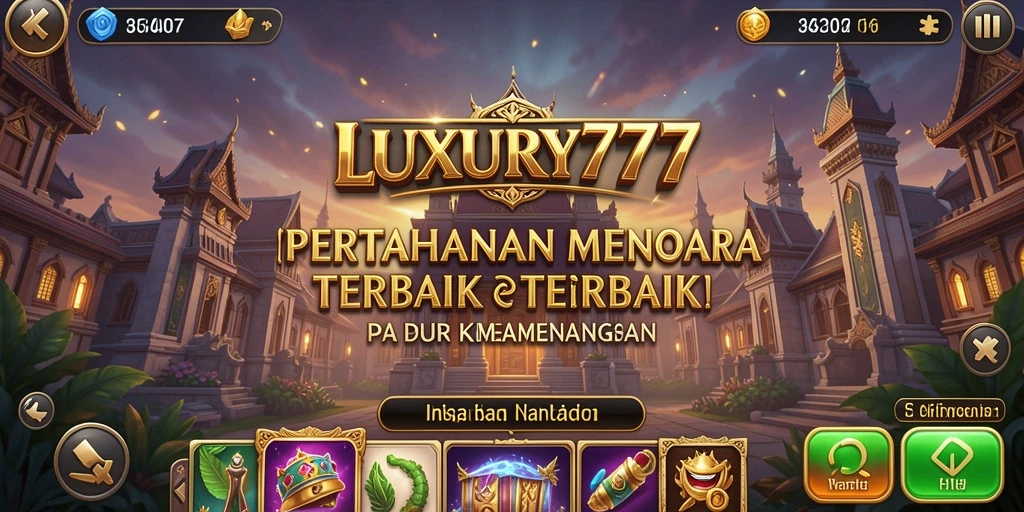 Screenshot utama LUXURY777 menampilkan gameplay seru Tower Defense.