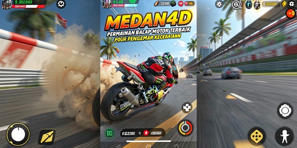 Gameplay balap motor yang mendebarkan dan penuh aksi.