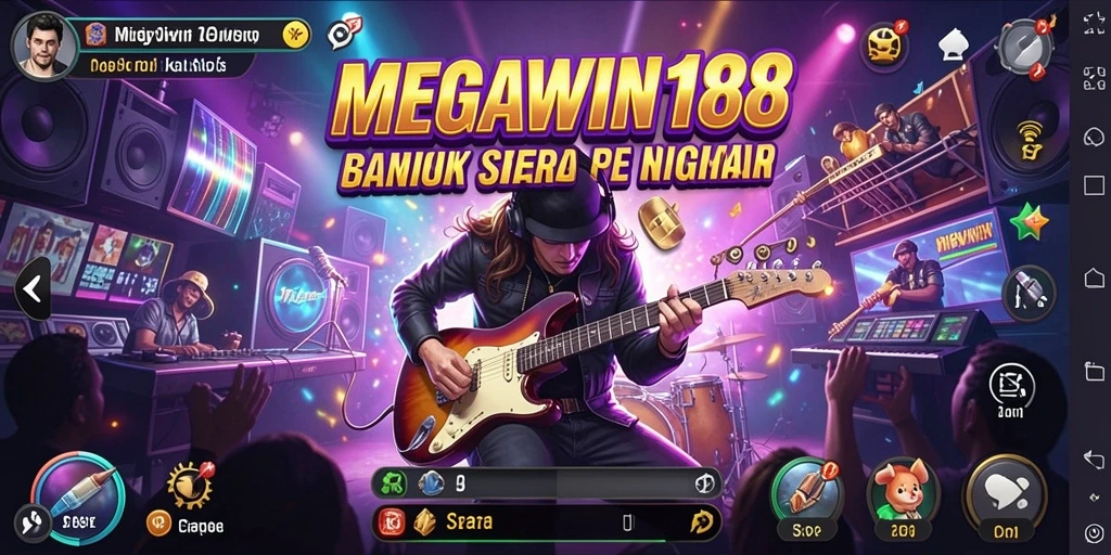Menampilkan gameplay seru MEGAWIN188 dengan berbagai lagu.