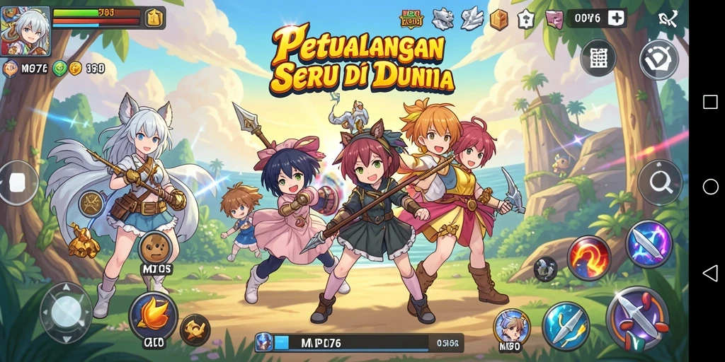 Tampilan menarik dari gameplay MPO76 dengan karakter Anime yang beraksi.
