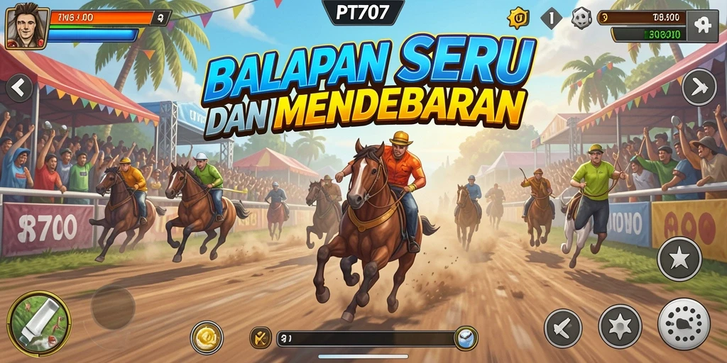Gameplay PT707 yang intens dan mendebarkan saat balapan.