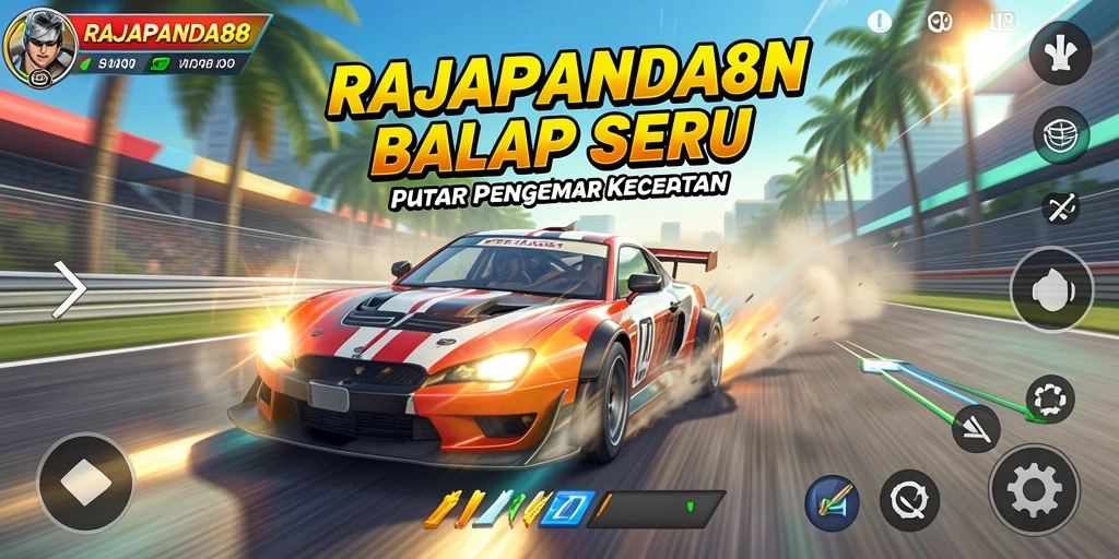 Screenshot gameplay balap RAJAPANDA88 yang mendebarkan.