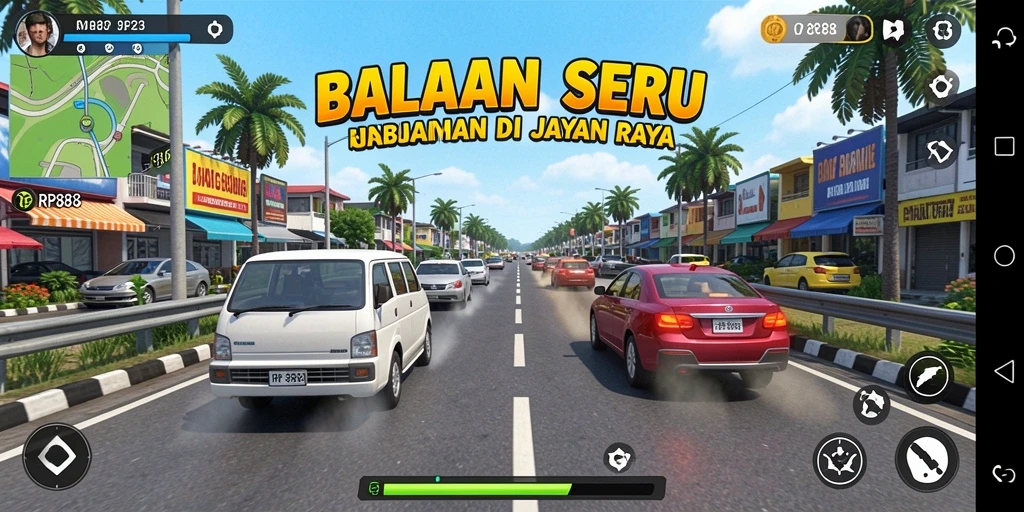Tampilan gameplay balapan seru di RP888 yang memacu adrenalin.