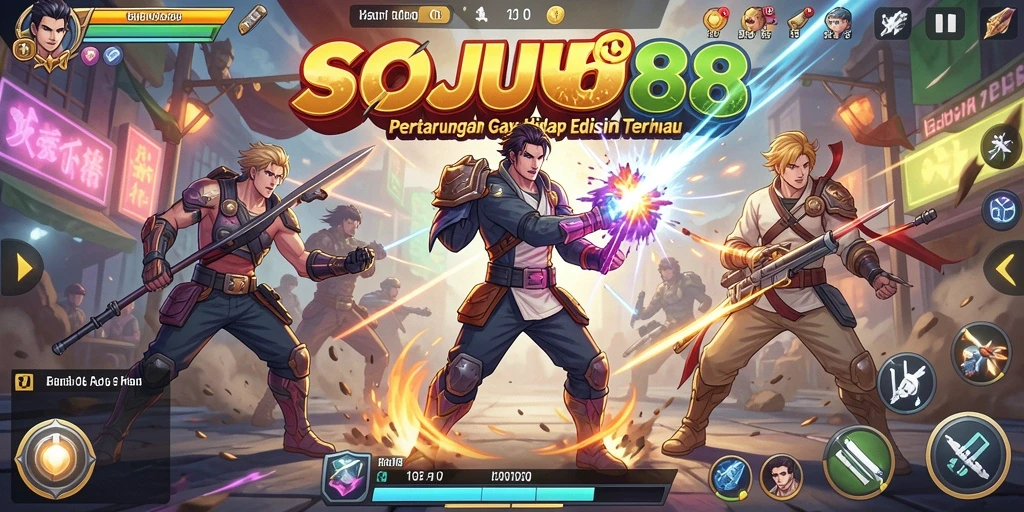 Tampilan seru dari gameplay Fighting SOJU88.