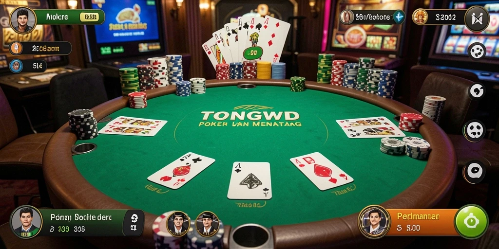 Tampilan menarik dari gameplay Poker di TONGWD.