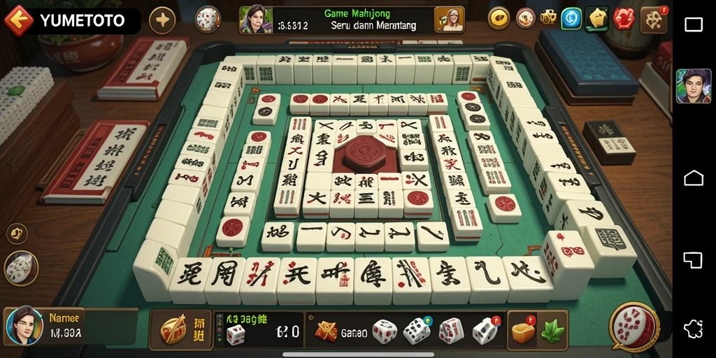 Tampilan gameplay YUMETOTO dengan keseruan permainan Mahjong.